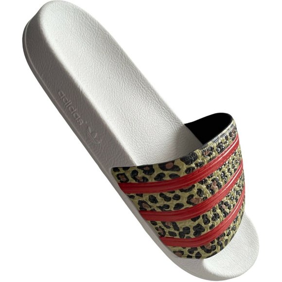 🔧Men’s Slides Size 11 adidas adilette  stripes Style FX5845 White/ Orange/Brown - Picture 5 of 12